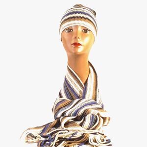 Nwot Striped Cap and Scarf Set